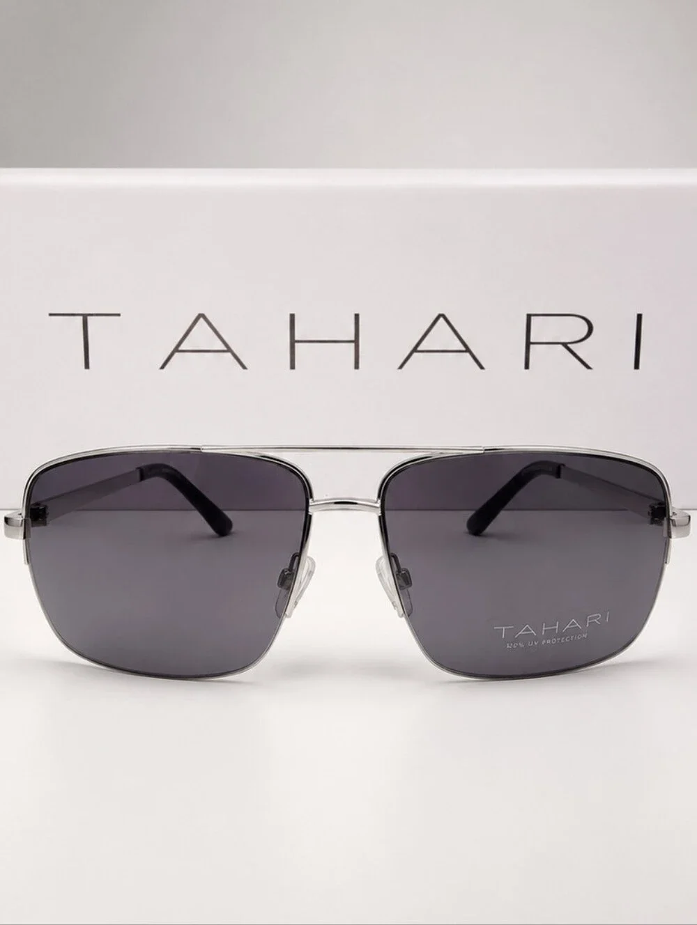 Tahari Silver Frame Sunglasses with Smoke Lenses NWT